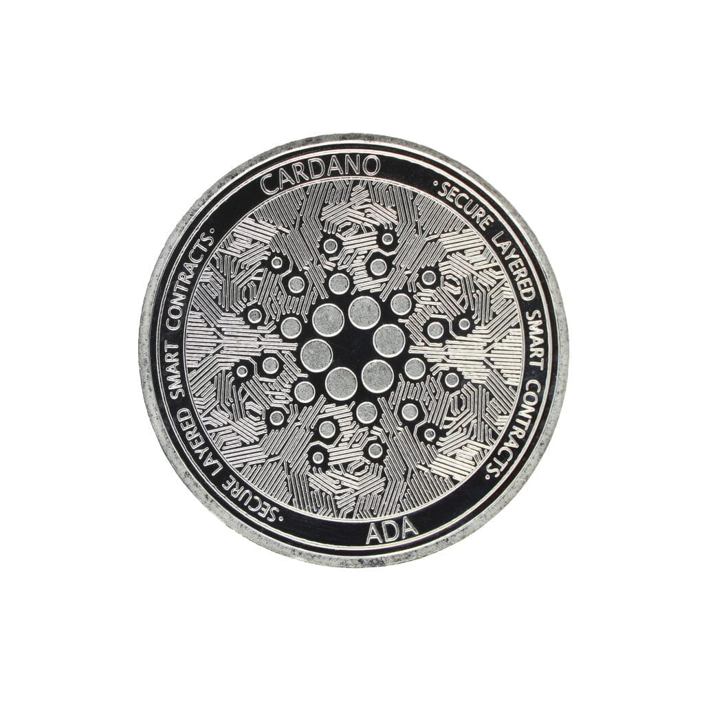 Cardano cryptocurrency white background